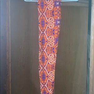 Lularoe leggings wild orange and dark blue